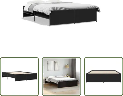 Produktbild von The Living Store Bettgestell Schwarz 140x200 cm Holzwerkstoff und Metall