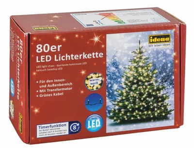 Produktbild von Idena 80er weiße LED Lichterkette grün 16,0 m