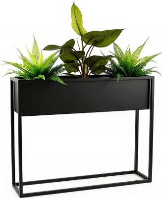 Produktbild von FRAMADO, Pflanzenständer Petto, Metallregal, Blumenständer, 80x21x60cm, Schwarz