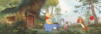 Zdjęcie produktu dla Disney fototapeta Kubuś Puchatek zielonymIniebieskim - 612281 - 368 x 127 cm
