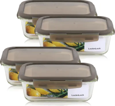 Produktbild von LocknLock Oven Glass LLG445G Frischhaltedose 1L - Borosilikatglas (4er Pack)