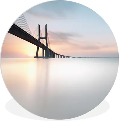 Produktbild von MuchoWow® Rundes Wandbild - Runde Bilder Brücke mit schön beleuchtetem Wasser Ø 30 cm Kreis Wanddekoration Kunststoff - Wandkreis - Wandschmuck - Schlafzimmer - Bilder - Der Kreis - Kunst für die Wohnung - Plastik - Kunstdruck - Wandbild