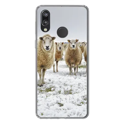 Produktbild von MuchoWow® Handyhülle Schutzhülle Hülle für Huawei P20 Lite (2020) Schafe - Wolle - Schnee Silikon Softcase Handy Hülle - Kartenhalter