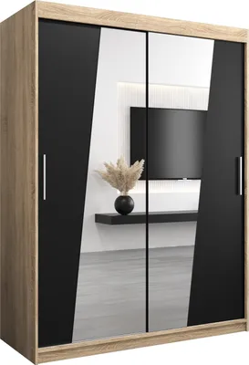 Produktbild von Kleiderschrank, Schiebetürenschrank Schlafzimmer, Schrank mit Spiegel RHOMB 150 cm