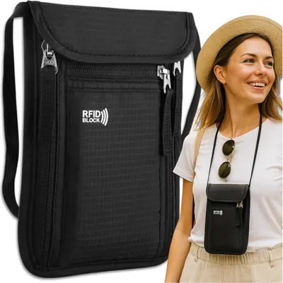 Produktbild von EDIBAZZAR | Reisehandtasche für Damen, schwarze Herrentasche, RFID-Diebstahlschutz