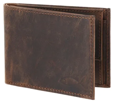 Produktbild von oxmox Leder Geldbörse Leather RFID Protect Pocketbörse Freedom Fish Embossed Vintage Dark Brown dunkelbraun
