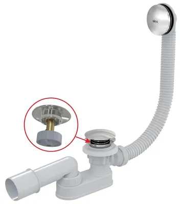 Produktbild von Alcadrain Badewanne Ab- und Überlaufgarnitur CLICK/CLACK, Metall chrom 57 cm