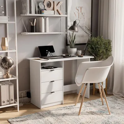 Image de Bureau Vicco Meiko Blanc 105x50cm avec tiroirs, Model 59826