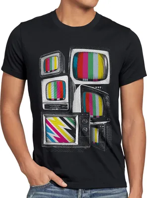 Produktbild von style3 Vintage Testbild Herren T-Shirt monitor retro fernseher tv, Größe:4XL, Farbe:Schwarz