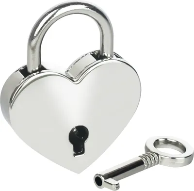 Produktbild von HMF 6493-59MM-09 Mini Deko Vorhängeschloss mit Schlüssel in Herzform, 5,9 x 5 x 0,8 cm, Silber