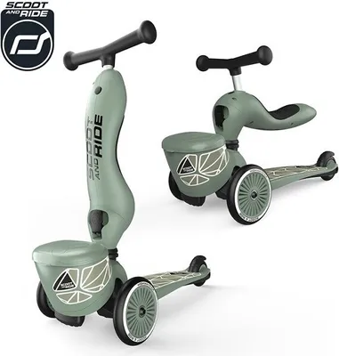 Image de Scoot & Ride Highwaykick 1 LIFESTYLE 2IN1 RIDER UND HOLIDAY MIT VERSCHLOSSENER AUFBEWAHRUNGSTASCHE 1-5 JAHRE GREEN LINES