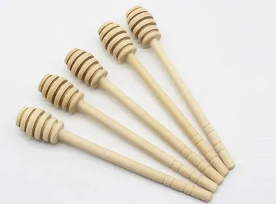 20er Set Honiglöffel aus Holz, 16 cm, mit Rillen