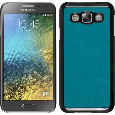 Produktbild von PhoneNatic Case kompatibel mit Samsung Galaxy E5 - Hülle türkis Lederoptik Hard-case + 2 Schutzfolien