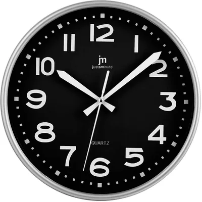 Produktbild von Lowell Justaminute 00940N, Wand, Quarzuhr, Kreis, Schwarz, Kunststoff, ABS Synthetik