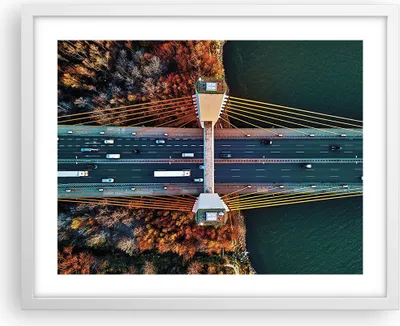 Produktbild von Gerahmtes Poster - Weißer Rahmen - Brücke Siekierkowski Warschau - 50x40 cm - Wand Bild - Wanddeko - Wandbilder - Kunstposter - Wandposter - Bilderrahmen - Bilder - Kunstdruck - P2WAA50x40-4663