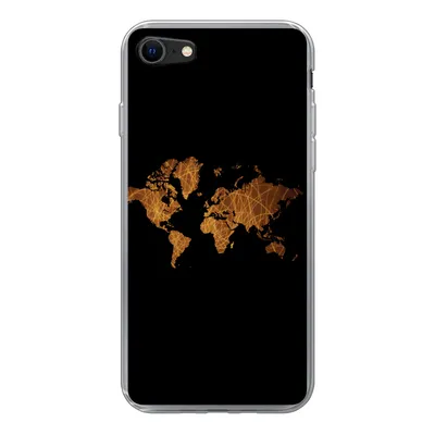 Produktbild von MuchoWow® Handyhülle Schutzhülle Hülle für iPhone SE 2020 Weltkarte - Schilf - Karte Silikon Softcase Handy Hülle - Kartenbesitzer