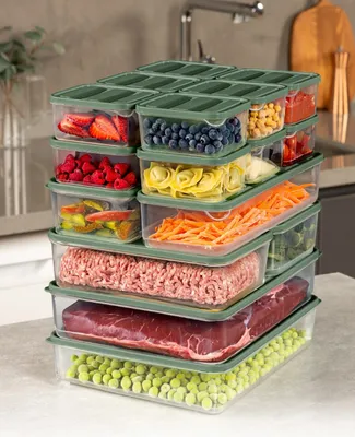 Immagine prodotto di Hermia Concept, YBLLA18LI - Verde, contenitori per alimenti, set di scatole portaoggetti (18 pezzi), verde, plastica, 11 x 30 x 7 cm