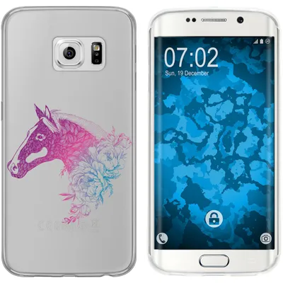 Produktbild von PhoneNatic Case kompatibel mit Samsung Galaxy S6 Edge Silikon-Hülle Floral Pferd M5-6
