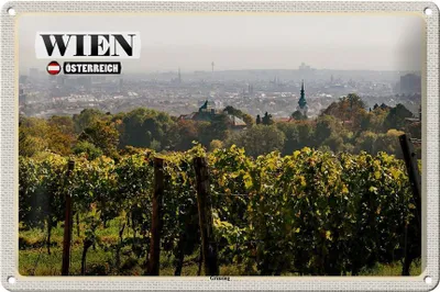 Produktbild von Blechschild Reise Wien Österreich Grinzing Weinfelder 30x20cm
