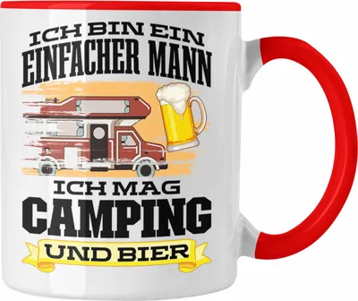 Produktbild von Trendation - Wohnwagen Camper Tasse Geschenke Wohnmobil für Männer Campingwagen Geschenkidee Zubehör Camping Opa Oma Rentner Lustig Grafik Bier (Rot)