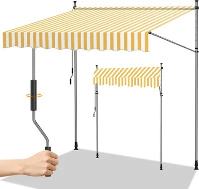 Immagine prodotto di Tenda da sole Jopassy Tenda da sole con morsetti Tenda da sole per balcone Tende da sole da giardino resistenti ai raggi UV Tenda da sole con braccio articolato Bianco Giallo 3M