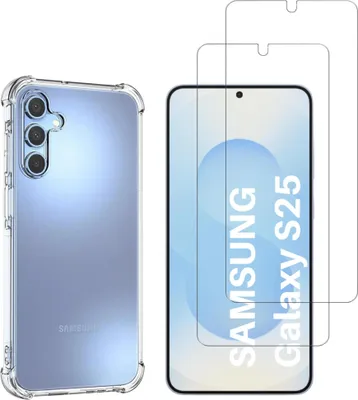 Produktbild von Stoßfeste Hülle für Samsung Galaxy S25 mit 2 Displayschutzfolien aus Hartglas Phonillico®
