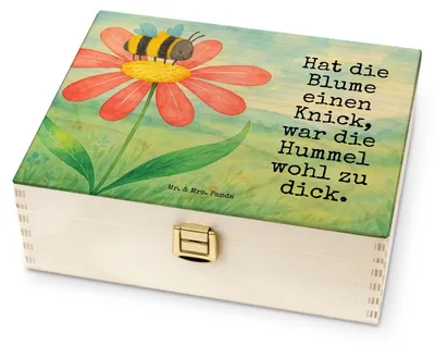 Produktbild von Mr. & Mrs. Panda Teebeutel Box Hummel Blume Design - Weiß - Geschenk, Flauschig, Teedose, Teekiste, Wespe, Teebox, Hummeln, für Paare, Aufbewahrung, holz, Feld