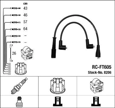 Produktbild von NGK 8206 Zündkabelsatz Zündleitungssatz für LANCIA DEDRA (835)