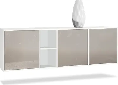 Produktbild von Vladon Kommode Cuba,  Germany, Weiß matt/Sandgrau Hochglanz - Modernes Sideboard für Ihr Wohnbereich - (BxHxT) 182x53x35 cm