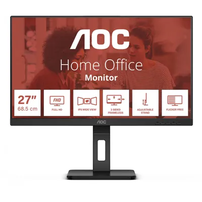 Produktbild von AOC E3 27E3QAF, 68,6 cm (27"), 1920 x 1080 Pixel, Full HD, LED, 4 ms, Schwarz