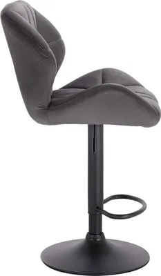 Immagine prodotto di Sgabello Happyment Comodo Grigio - Con schienale - Velluto - Altezza regolabile 60-82 cm - Ergonomico - Robusta struttura in acciaio - 1 pezzo