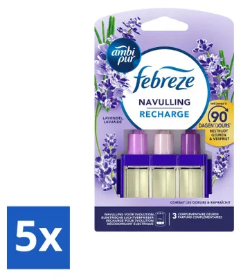 Image de 5 recharges Ambi Pur 3Volution, parfum lavande, 20 ml - Pack économique - 5 pièces