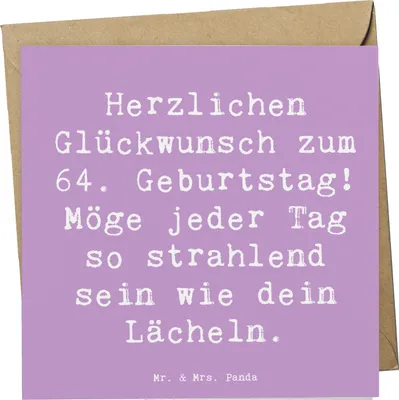Produktbild von Mr. & Mrs. Panda Klappkarte Spruch 64. Geburtstag - Lavendeltraum - Geschenk, Happy Birthday, doppelkarte, Freude, faltkarte, Jubiläum, strahlend, besonderer Tag, Alter