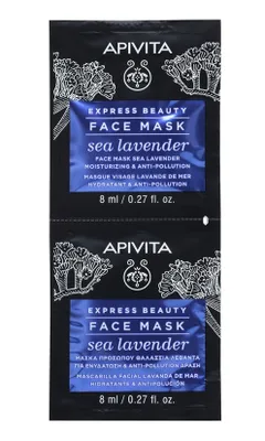 Obrázok produktu pre Apivita Express Beauty, Nawilżająco-ochronna maseczka do twarzy Lawenda morska, 2 x 8 ml