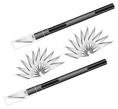 Bastelmesser-Set, 2 Skalpelle mit 20 Klingen, schwarz