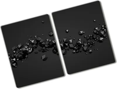 Produktbild von Tulup Glas Herdabdeckplatte - 2x40x52 cm - Glaskeramikkochfeld-Abdeckung Spritzschutz Glasabdeckplatte Kochplattenabdeckung und Schneidebrett - Zweiteilig - Kunst: modern & klassisch - 3D-Abstraktion - Schwarz