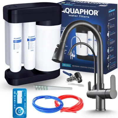 Obrázek produktu pro 3cestná kuchyňská baterie Aquaphor Morion s filtračním systémem reverzní osmózy, výsuvnou sprškou, grafit