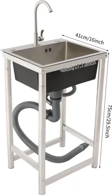 Immagine prodotto di Lavello da cucina, rubinetto girevole a 360°, design indipendente, argento