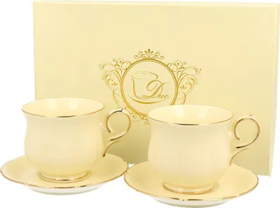 Obrázok produktu pre DUO ECRU Sada 2 šálok na espresso 150 ml CLARK s podšálkami,  porcelán z kostnej Číny