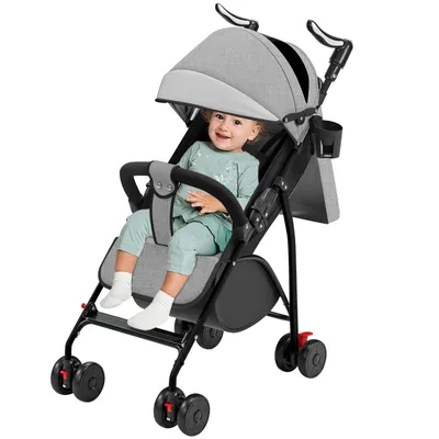 Produktbild von Buggy Kinderwagen verstellbare Rückenlehne Leicht mit Polsterung und Moskitonetz grau