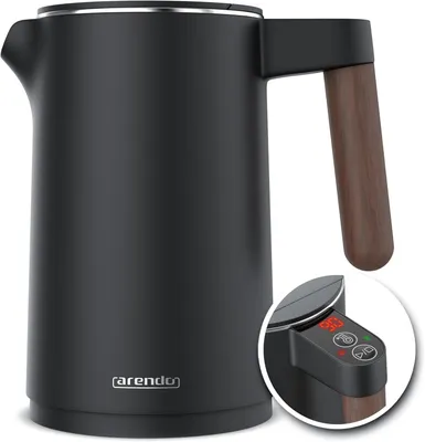 Produktbild von Edelstahl Wasserkocher mit Temperatureinstellung 45–100°C, 1,5L, Doppelwand, Warmhaltefunktion, LED-Anzeige, Cool-Touch-Griff,BPA-frei,Teekocher,2200W