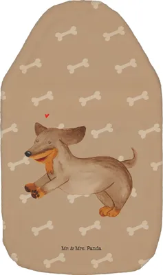 Produktbild von Mr. & Mrs. Panda Wärmflasche Hund Dackel - Hundeglück - Geschenk, Dachshund, Flauschige, Wärmekissen, Wärmflaschen, Sprüche, Bettflaschen, mit Bezug, Herz