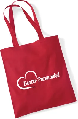 Produktbild von Huuraa Jutebeutel Bester Patenonkel Herz 10 Liter Classic Red Baumwolle Tasche Geschenkidee