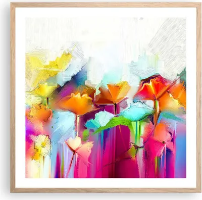 Produktbild von Gerahmtes Poster - Rahmen in heller Eiche - Blumen Wiese Sommer - 60x60 cm - Wand Bild - Wanddeko - Wandbilder - Wandposter - Bilderrahmen - Bilder - Kunstdruck - Wandbild - P2NAC60x60-4095