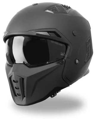 Produktbild von VINZ Shuto Jethelm / Streetfighter helm | ECE 22.06 zugelassen | Rollerhelm mit Sonnenvisier / Sonnenblende | Jet Helm Mit abnehmbarem Kinnschutz - Matt Schwarz | M (57 - 58 cm)
