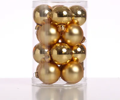 Christbaumkugel - Glas - D: 3,5cm - glänzend und matt - gold - 16er Set