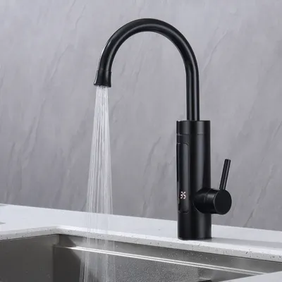 Produktbild von Wasserhahn Küche Homelody 360°Schwenkbar Durchlauferhitzer 230V Elektrischer Küchenarmatur mit LED Edelstahl Spülarmaturen Warmwasserboiler Camping