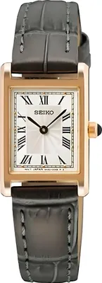 Image de Seiko SWR096P1 Montre Femme Rectangulaire Gris Foncé/Or Rose