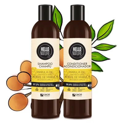 Produktbild von Haarpflege Set Haarkur Haar Shampoo Conditioner Set mit Marula Öl Bio Vegan, 2x 300ml
