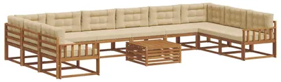 Produktbild von vidaXL Outdoor-Sofagarnitur mit Kissen 11 pcs Natur und Beige